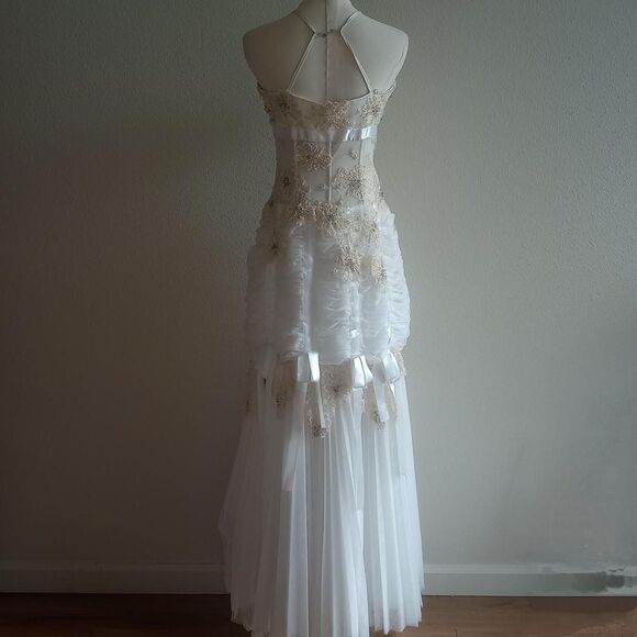Y2K Floral Sheer Beaded Tiered Angelic Dress - Picture 2 of 7